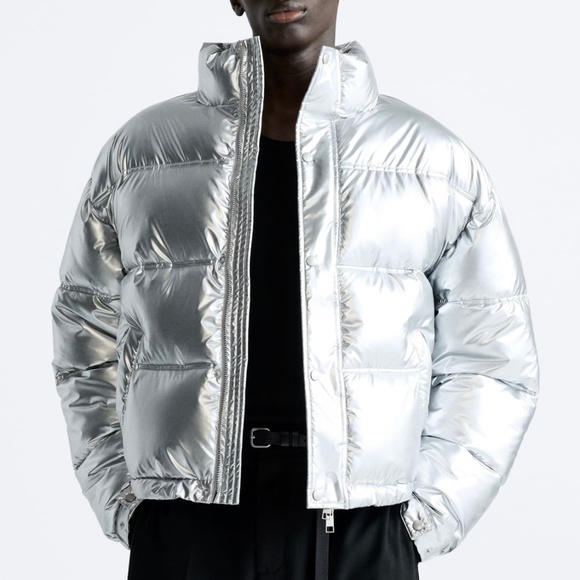 Zara METALLIC FINISH PUFFER JACKET - Picture 1 of 1